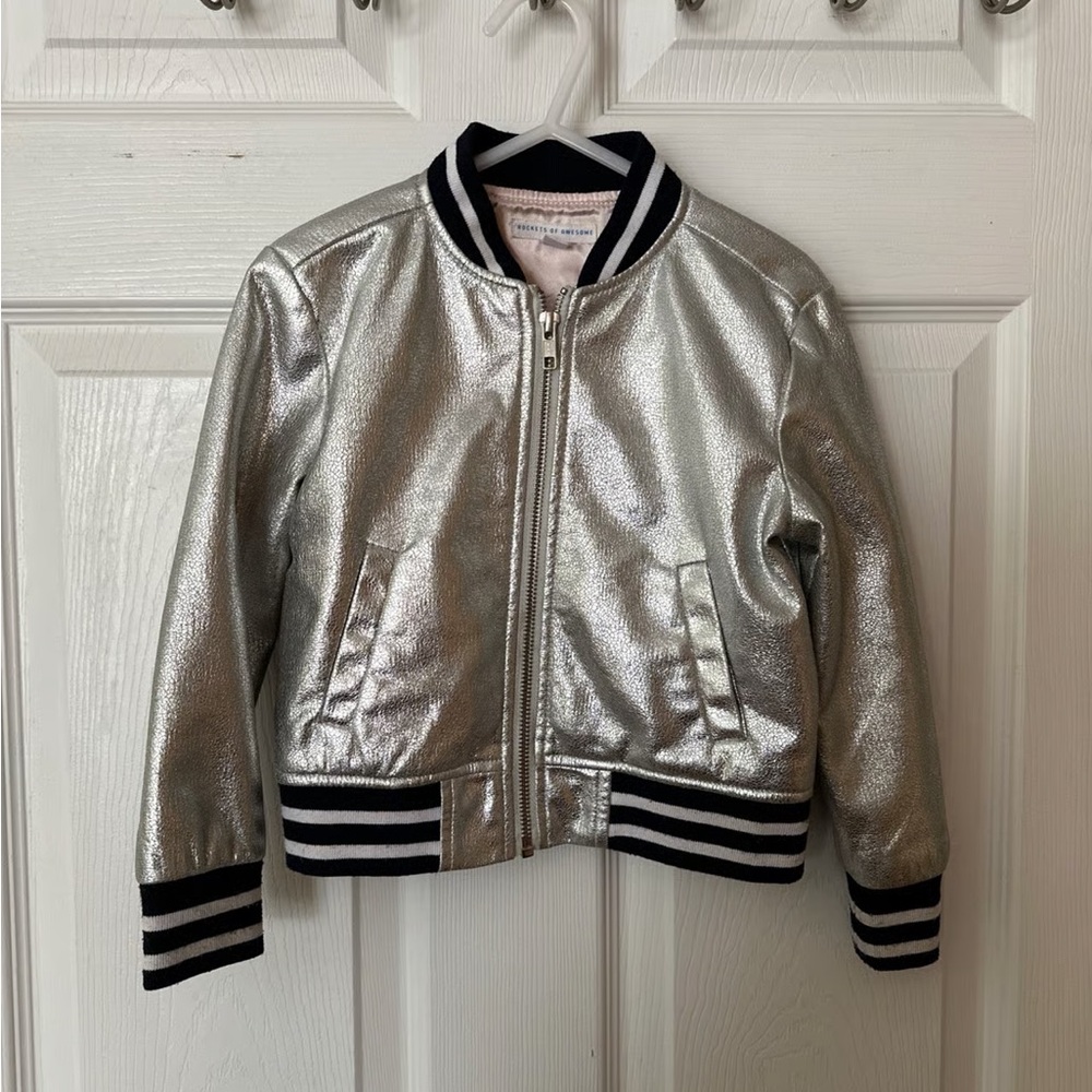 Silver Metallic Bomber Jacket